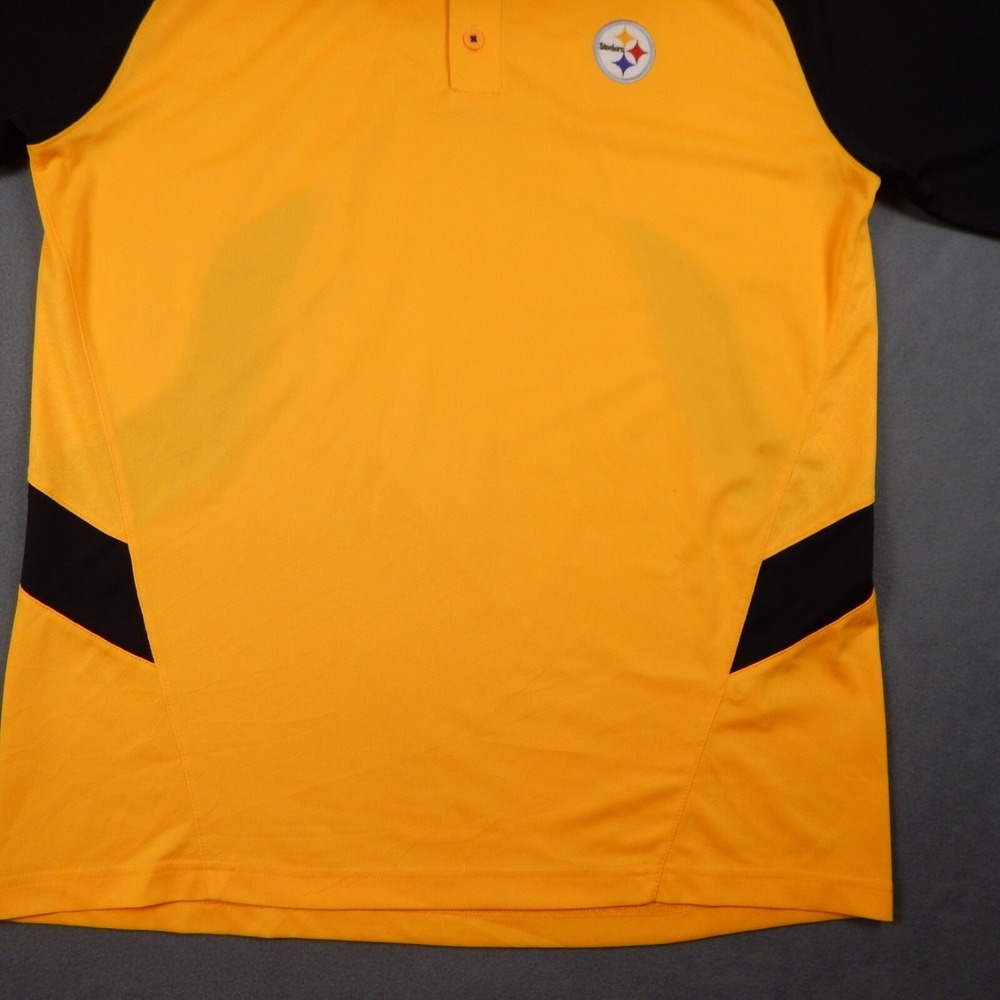 Pittsburgh Steelers Mens M Polo Shirt Reebok Yellow Black Short Sleeve NFL READ - Picture 9 of 15